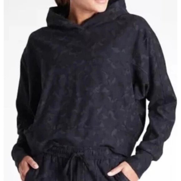 Athleta Navy Blue Camo Farrallon Hooded Printed Sweater Small - Picture 1 of 4
